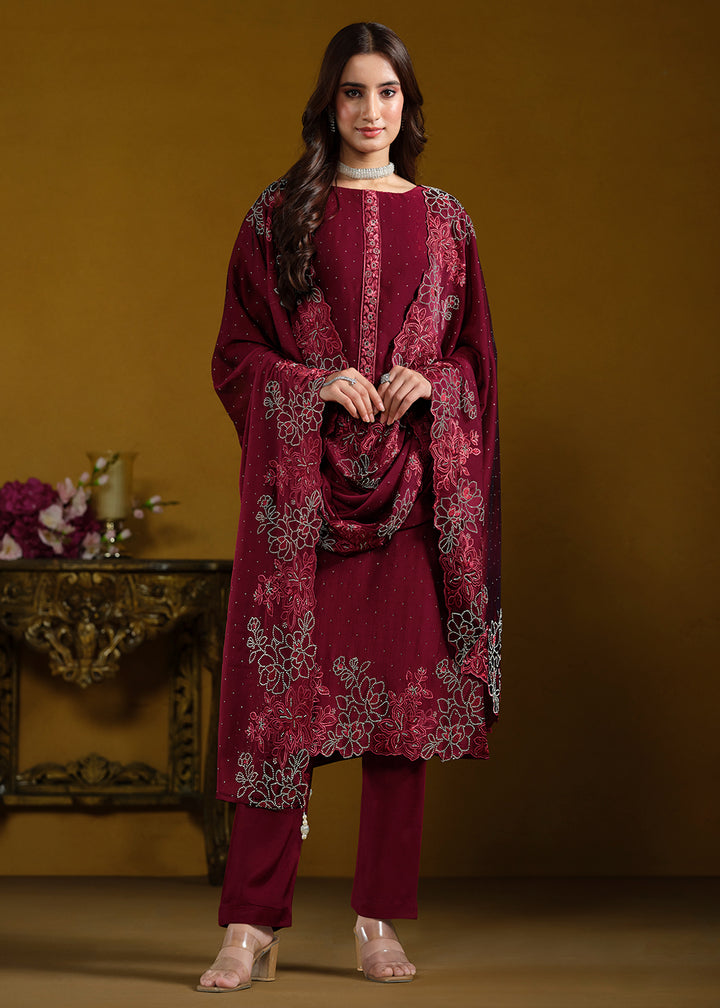 Buy Now Fabulous Red Georgette Festive Pant Salwar Suit Online in USA, UK, Canada, Germany, UAE & Worldwide at Empress Clothing.