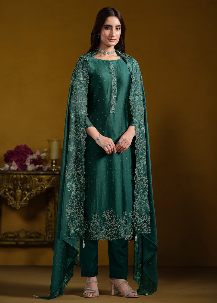 Buy Now Fabulous Green Georgette Festive Pant Salwar Suit Online in USA, UK, Canada, Germany, UAE & Worldwide at Empress Clothing. 