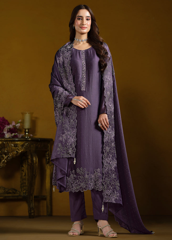 Buy Now Fabulous Purple Georgette Festive Pant Salwar Suit Online in USA, UK, Canada, Germany, UAE & Worldwide at Empress Clothing.