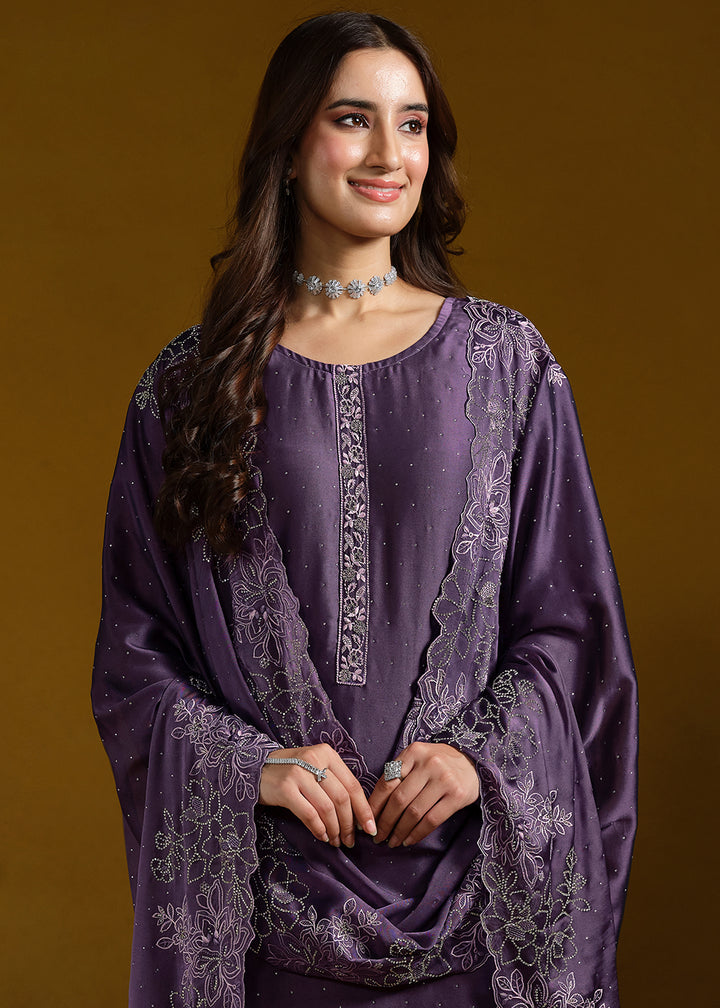 Buy Now Fabulous Purple Georgette Festive Pant Salwar Suit Online in USA, UK, Canada, Germany, UAE & Worldwide at Empress Clothing.