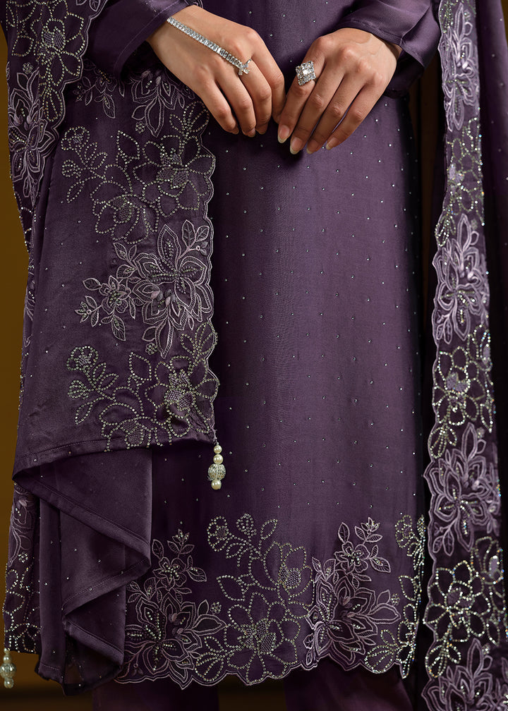 Buy Now Fabulous Purple Georgette Festive Pant Salwar Suit Online in USA, UK, Canada, Germany, UAE & Worldwide at Empress Clothing.