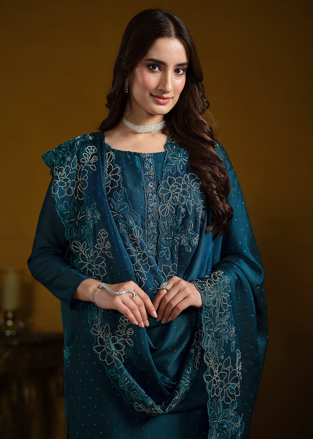 Buy Now Fabulous Teal Blue Georgette Festive Pant Salwar Suit Online in USA, UK, Canada, Germany, UAE & Worldwide at Empress Clothing. 