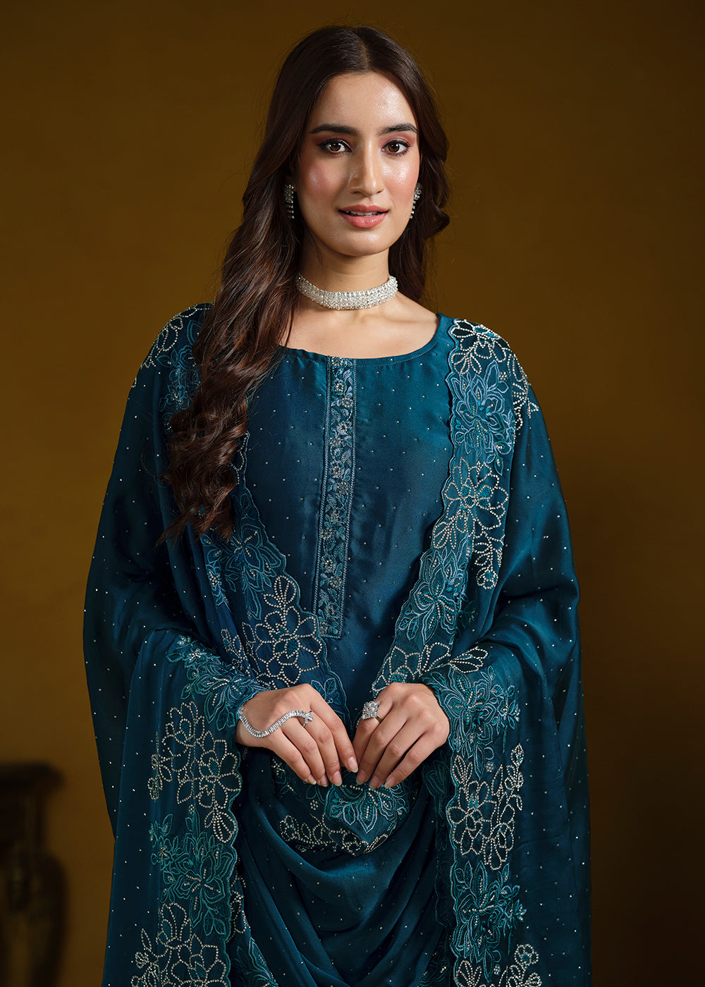 Buy Now Fabulous Teal Blue Georgette Festive Pant Salwar Suit Online in USA, UK, Canada, Germany, UAE & Worldwide at Empress Clothing. 