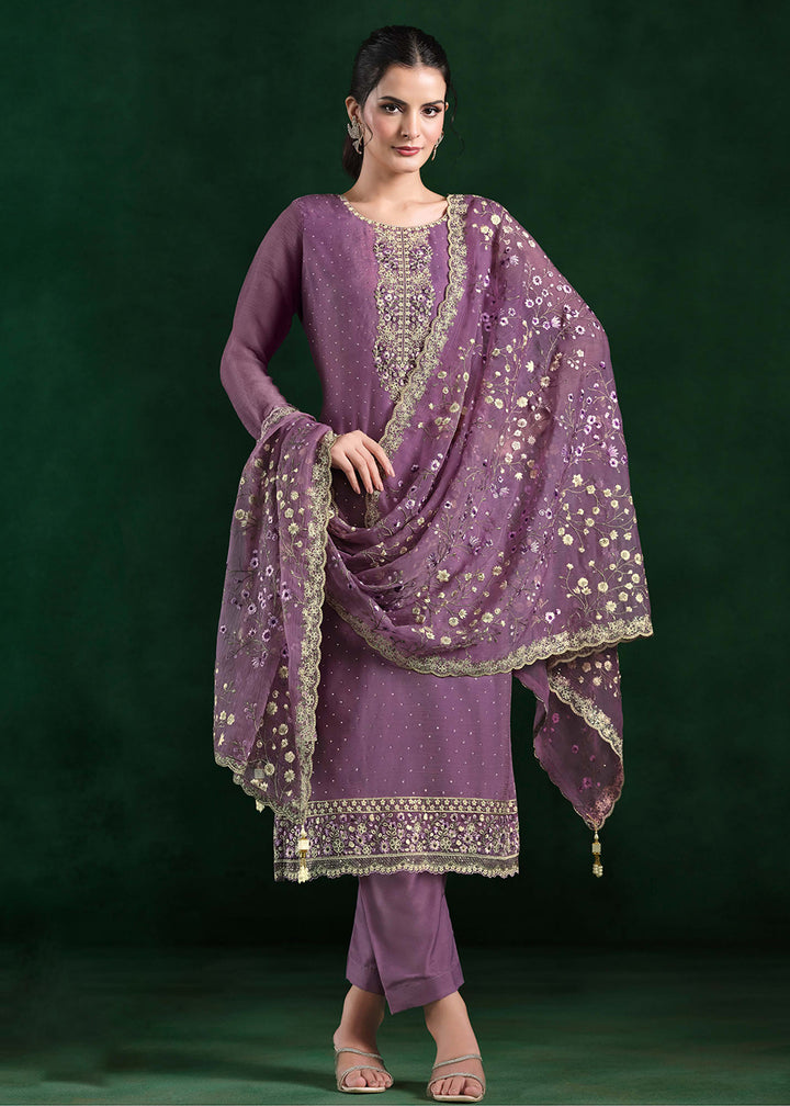 Buy Now Crinkle Chiffon Purple Swrovski Work Festive Salwar Suit Online in USA, UK, Canada, Germany, Italy, France, Austria, UAE & Worldwide at Empress Clothing