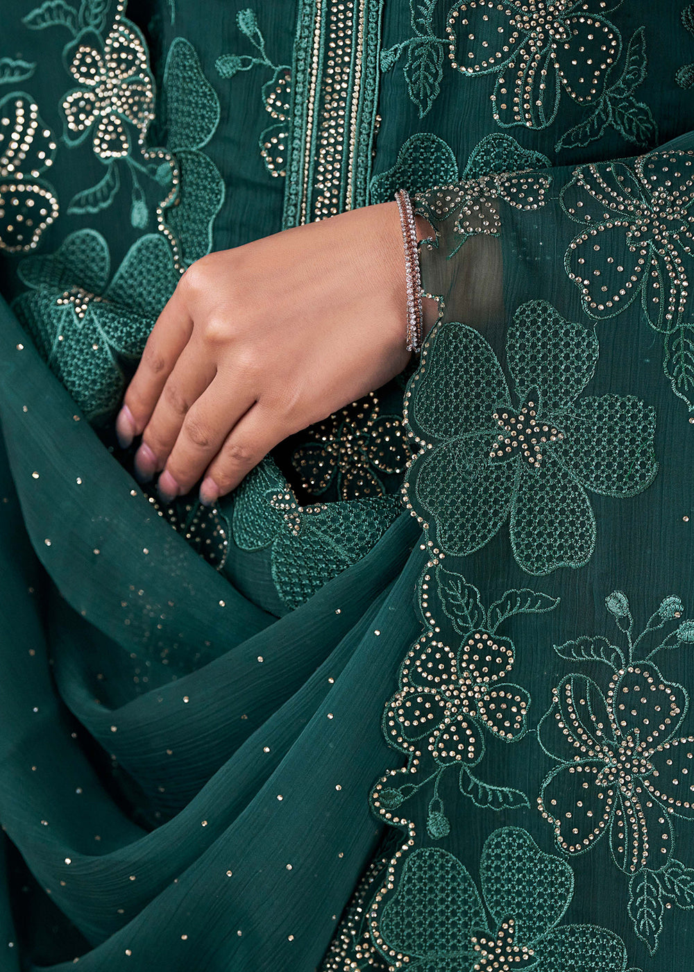Buy Pakistani Style Suit USA - Peacock Green Chiffon Embroidered Suit Empress Clothing Buy Pakistani Style Suit USA - Peacock Green Chiffon Embroidered Suit Empress Clothing