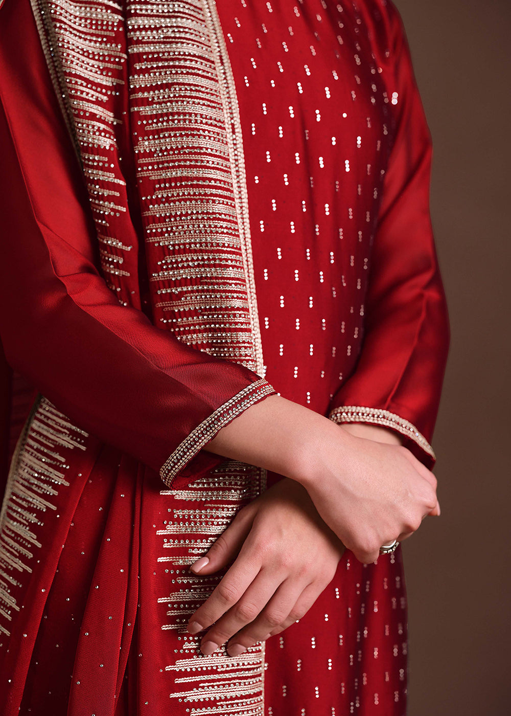 Buy Now Red Two Tone Cottonic Georgette Festive Salwar Suit Online in USA, UK, Canada, Germany, Italy, France, Austria, UAE & Worldwide at Empress Clothing.