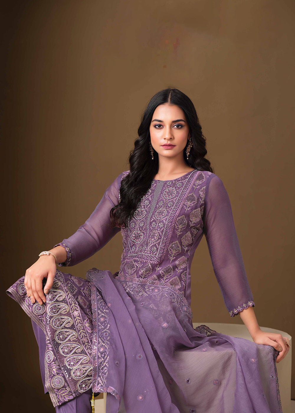 Buy Now Purple Lucknowi & Zarkan Embroidered Festive Salwar Suit Online in USA, UK, Canada, Germany, Italy, France, Austria, UAE & Worldwide at Empress Clothing