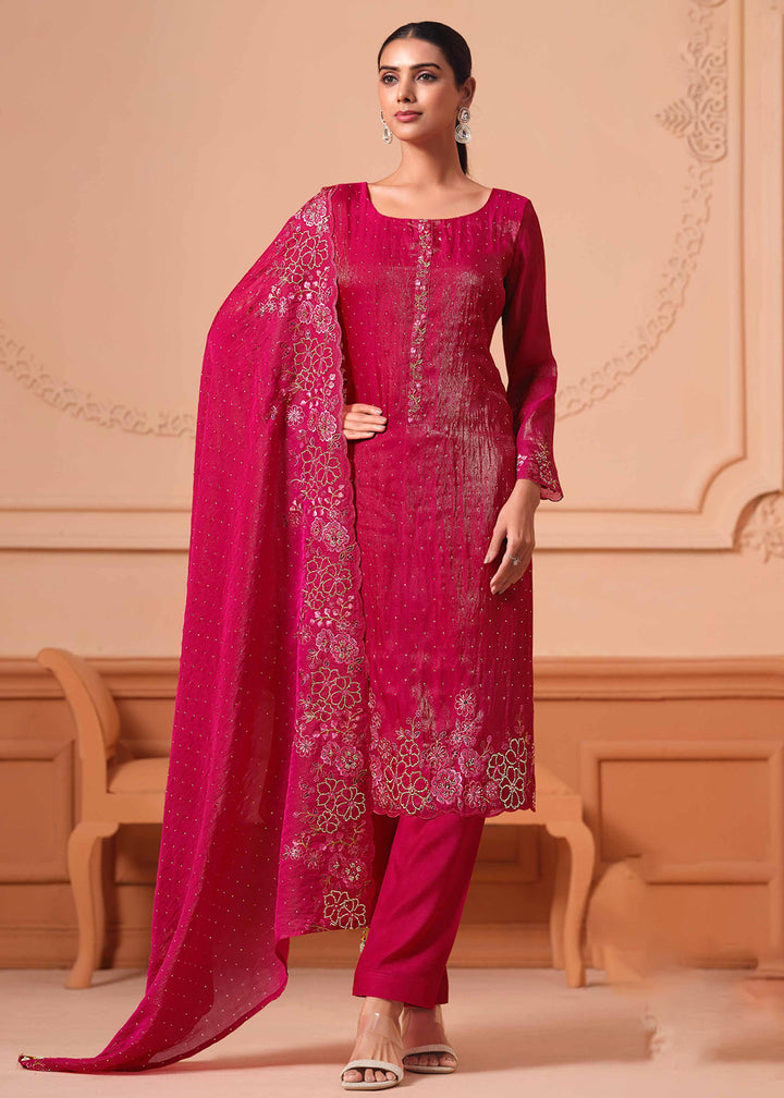 Buy Now Pant Style Embroidered Pink Festive Wear Salwar Suit Online in USA, UK, Canada, Germany, Italy, France, Austria, UAE & Worldwide at Empress Clothing.