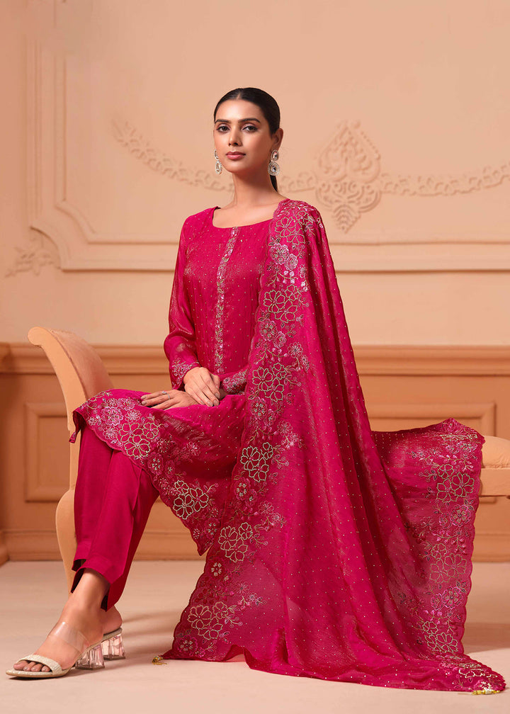 Buy Now Pant Style Embroidered Pink Festive Wear Salwar Suit Online in USA, UK, Canada, Germany, Italy, France, Austria, UAE & Worldwide at Empress Clothing.