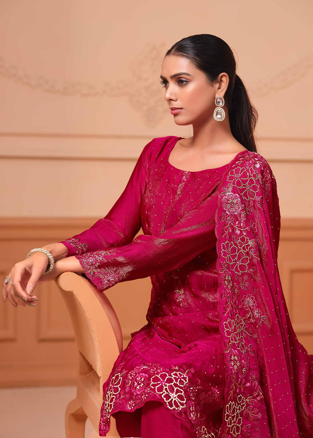 Buy Now Pant Style Embroidered Pink Festive Wear Salwar Suit Online in USA, UK, Canada, Germany, Italy, France, Austria, UAE & Worldwide at Empress Clothing.