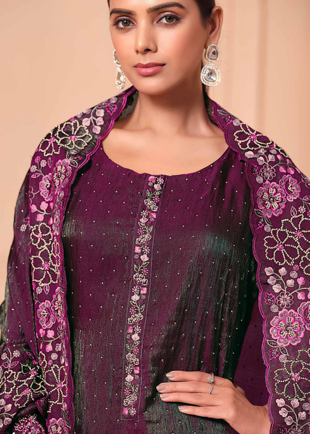 Buy Now Pant Style Embroidered Wine Festive Wear Salwar Suit Online in USA, UK, Canada, Germany, Italy, France, Austria, UAE & Worldwide at Empress Clothing.