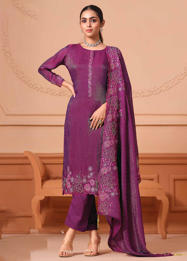 Buy Now Pant Style Embroidered Purple Festive Wear Salwar Suit Online in USA, UK, Canada, Germany, Italy, France, Austria, UAE & Worldwide at Empress Clothing.