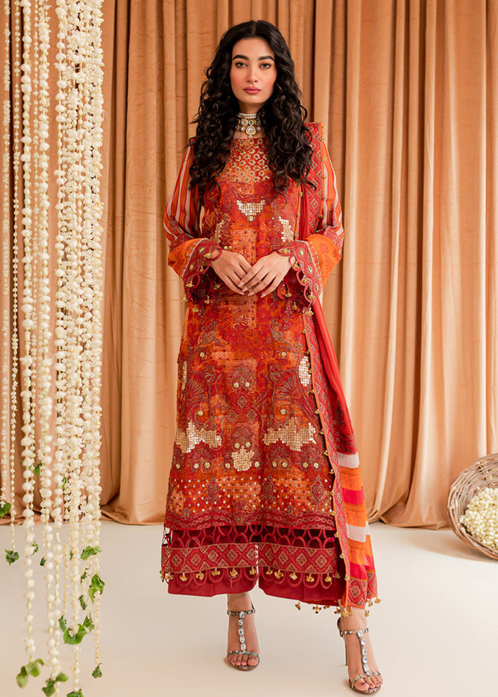 Buy Now Rust Chiffon Suit - Vasal Formals ’23 By Charizma | VSL-06 Online in USA, UK, Canada & Worldwide at Empress Clothing. 