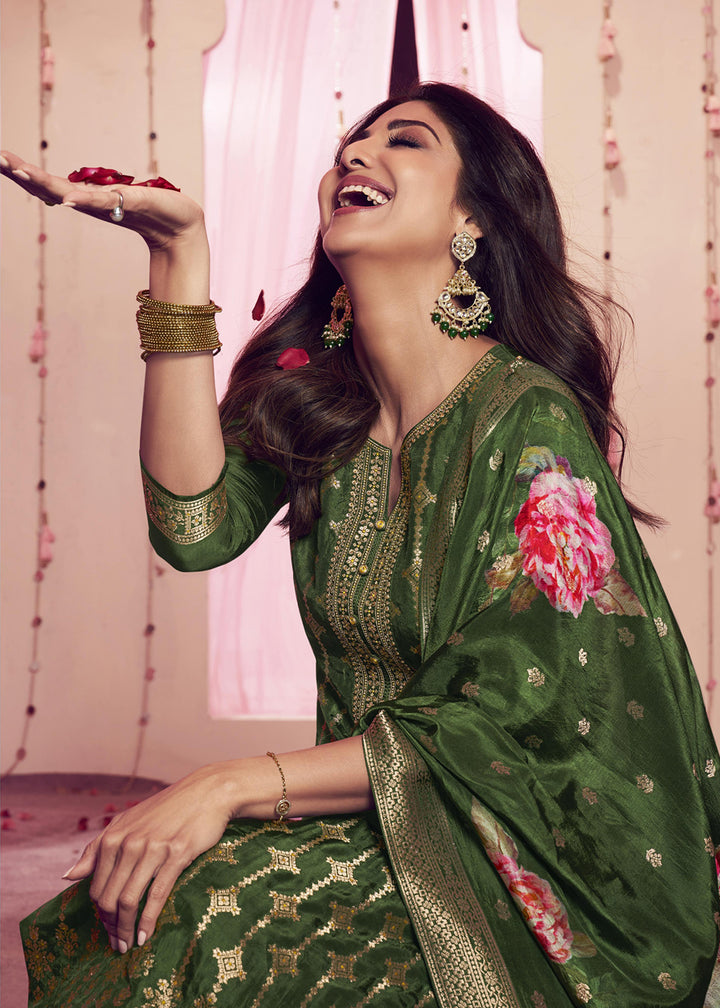 Buy Now Shilpa Shetty Light Green Mehndi Wear Salwar Suit Online in USA, UK, Canada, Germany, Australia & Worldwide at Empress Clothing.