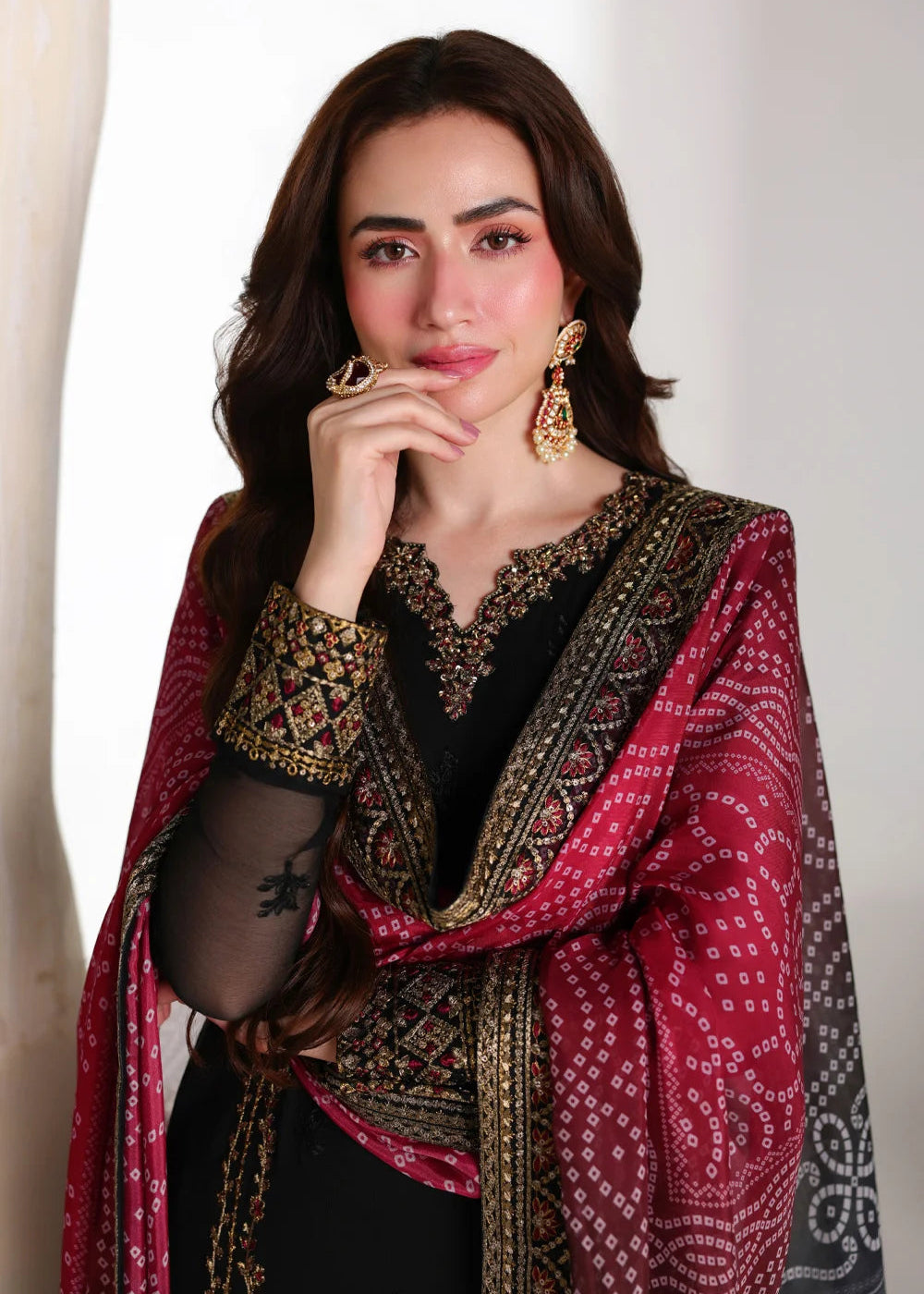 Buy Ensembles Embroidered Festive Chiffon &