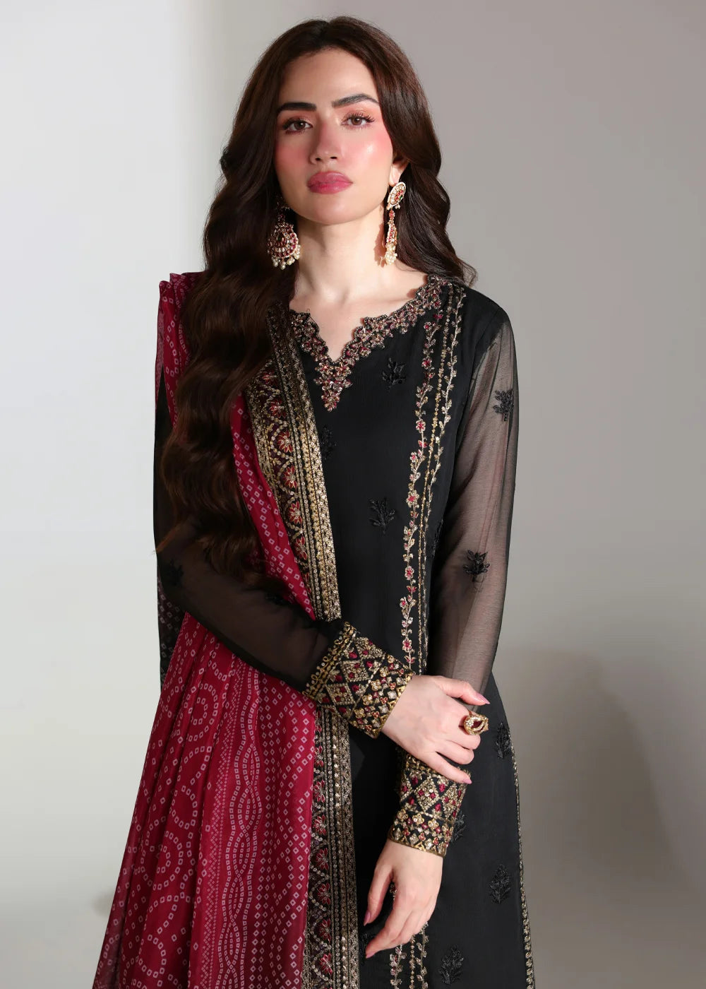 Buy Ensembles Embroidered Festive Chiffon &