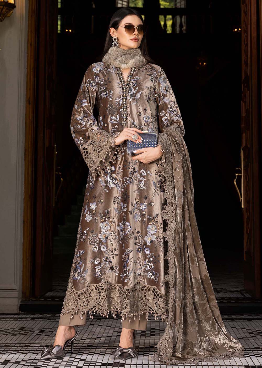 Buy Now Winter Luxe '25 by Maria B | WL-1303 Online in USA, UK, Canada, France, Italy, Germany, Sweden, Greece, Netherlands, Belgium & Worldwide at Empress.