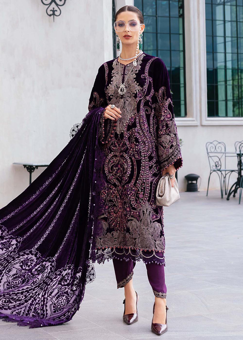 Buy Now Winter Luxe '25 by Maria B | WL-1311 Online in USA, UK, Canada, France, Italy, Germany, Sweden, Greece, Netherlands, Belgium & Worldwide at Empress.