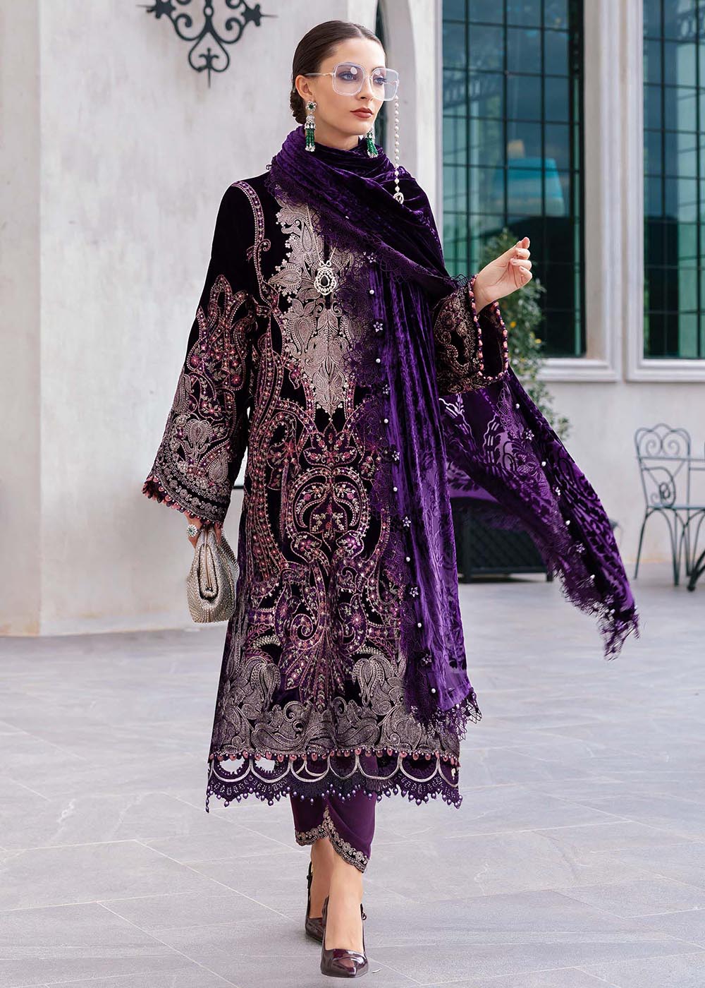 Buy Now Winter Luxe '25 by Maria B | WL-1311 Online in USA, UK, Canada, France, Italy, Germany, Sweden, Greece, Netherlands, Belgium & Worldwide at Empress.