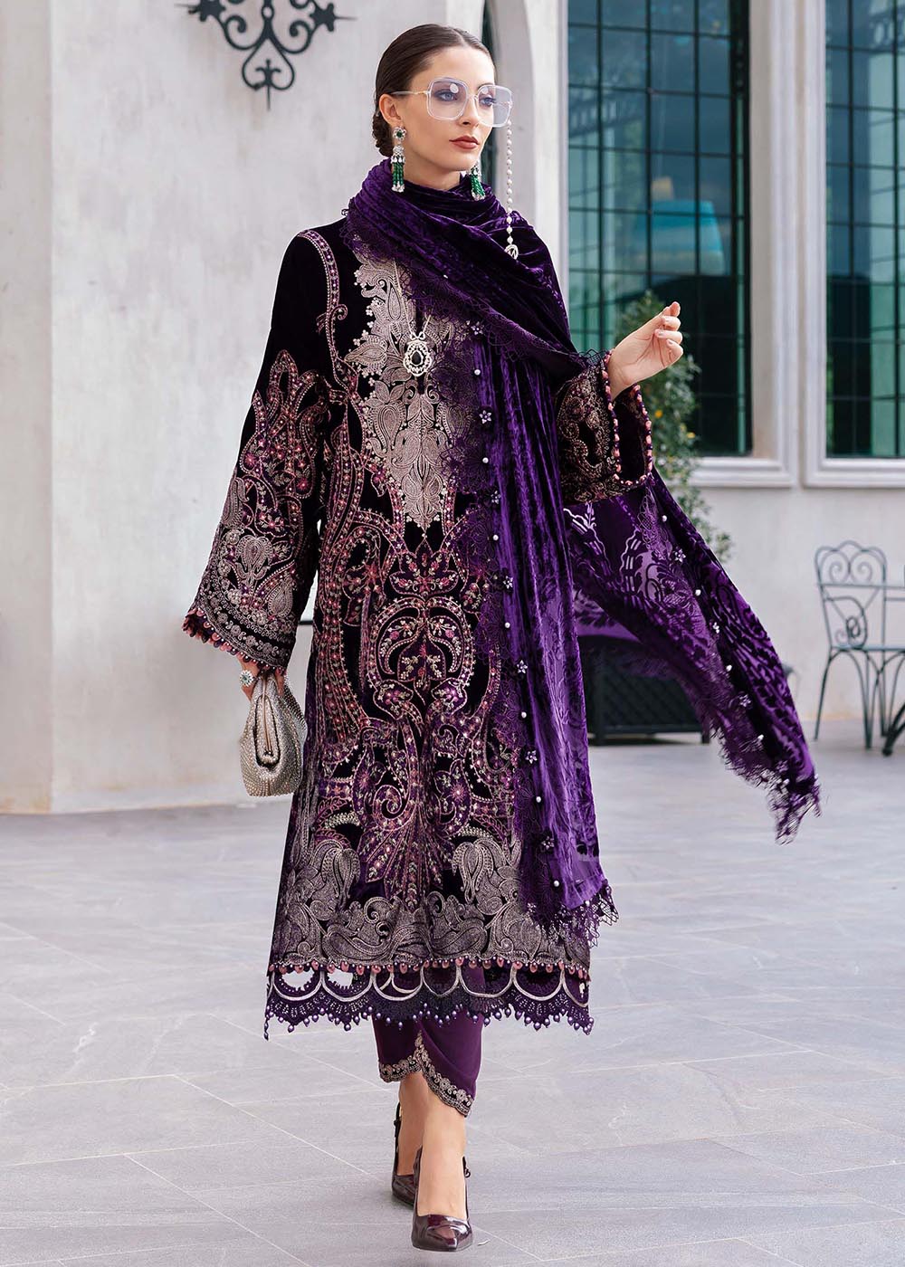 Buy Now Winter Luxe '25 by Maria B | WL-1311 Online in USA, UK, Canada, France, Italy, Germany, Sweden, Greece, Netherlands, Belgium & Worldwide at Empress.