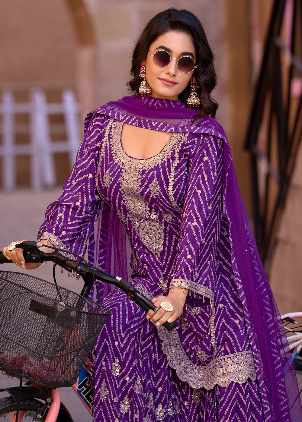 Buy Now Violet Purple Sequins Embroidered Wedding Festive Suit Online in USA, UK, Canada, Germany, Italy, France, Austria, UAE & Worldwide at Empress Clothing.