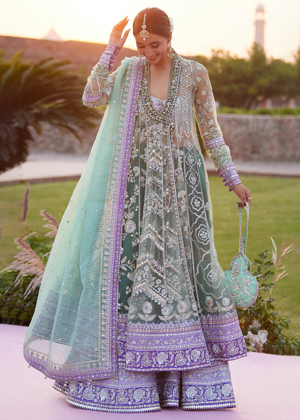 Buy Now Gossamer Wedding Formals 25 by Zaha | ZARQAH-E-PISTACHIO (ZC25-03) Online in US, UK, Canada, Italy, Germany, Sweden, Greece, UAE & Worldwide at Empress.