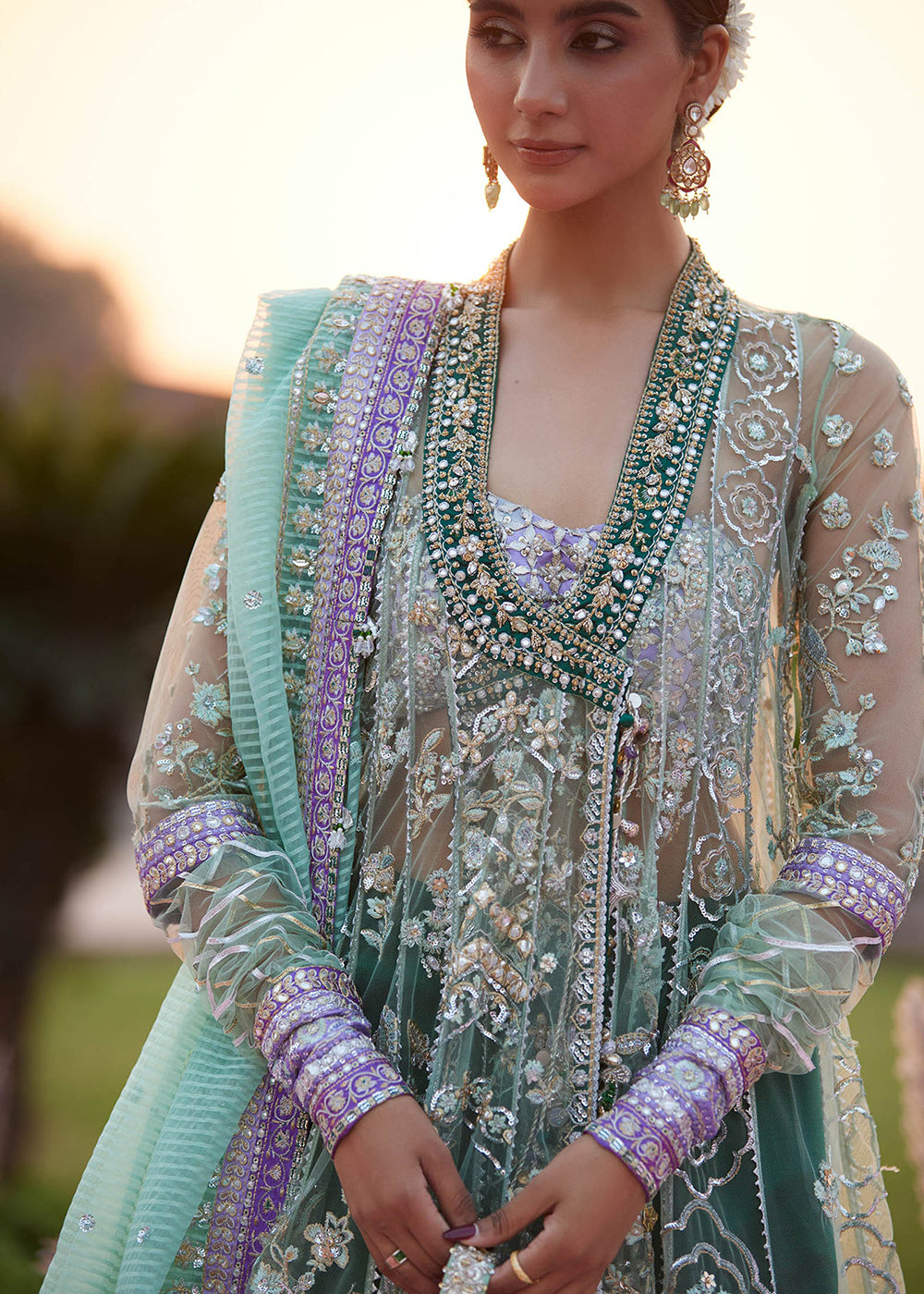 Buy Now Gossamer Wedding Formals 25 by Zaha | ZARQAH-E-PISTACHIO (ZC25-03) Online in US, UK, Canada, Italy, Germany, Sweden, Greece, UAE & Worldwide at Empress.