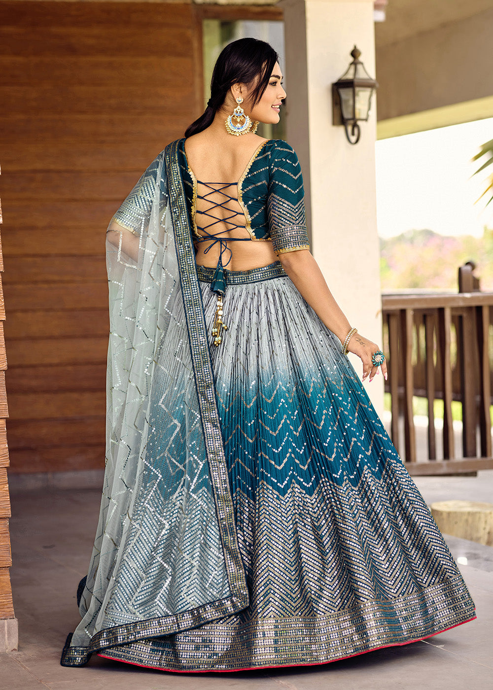 Buy Now Fabulous Blue Chinnon Embroidered Function Lehenga Choli Online in USA, UK, Canada & Worldwide at Empress Clothing. 
