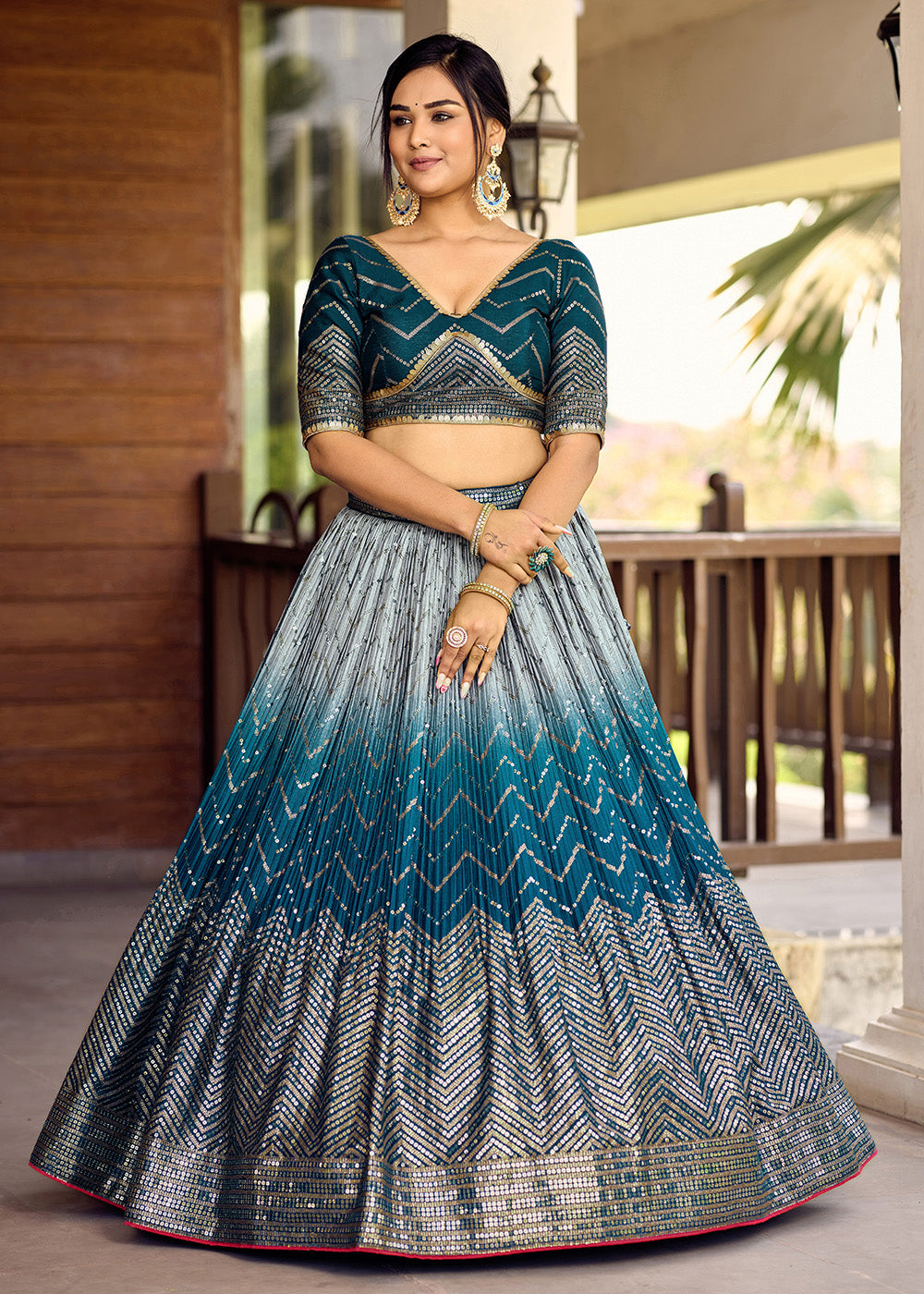 Buy Now Fabulous Blue Chinnon Embroidered Function Lehenga Choli Online in USA, UK, Canada & Worldwide at Empress Clothing. 