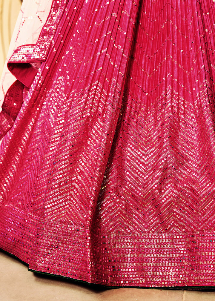 Buy Now Fabulous Pink Chinnon Embroidered Wedding Lehenga Choli Online in USA, UK, Canada & Worldwide at Empress Clothing.