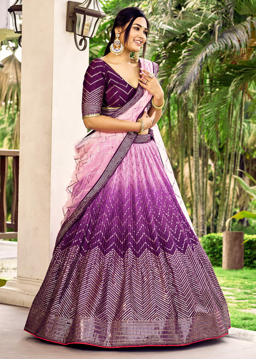 Buy Now Fabulous Purple Chinnon Embroidered Function Lehenga Choli Online in USA, UK, Canada & Worldwide at Empress Clothing. 