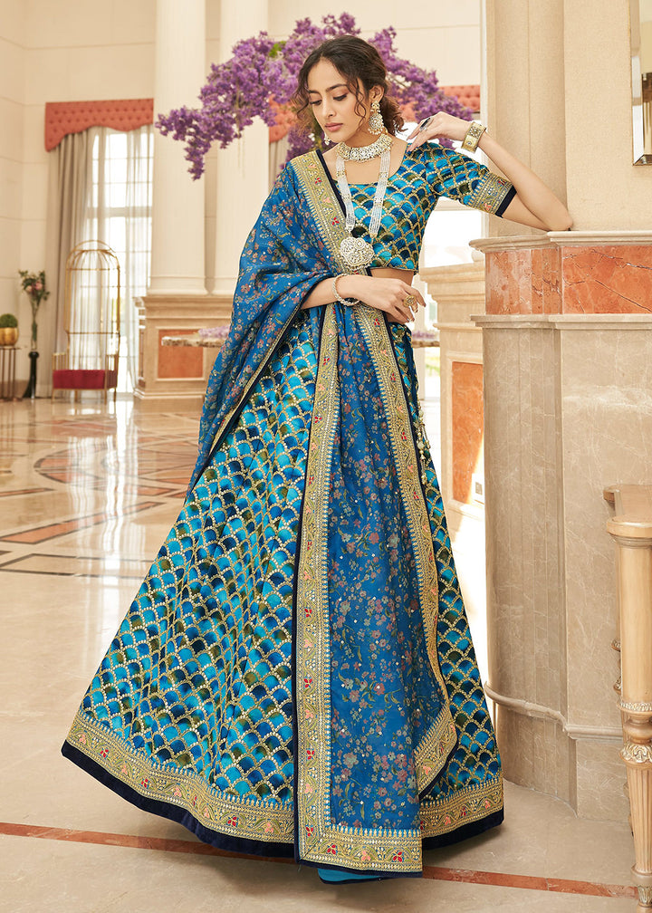 Buy Now Appealing Blue Art Silk Embroidery Wedding Lehenga Choli Online in USA, UK, Canada & Worldwide at Empress Clothing. 