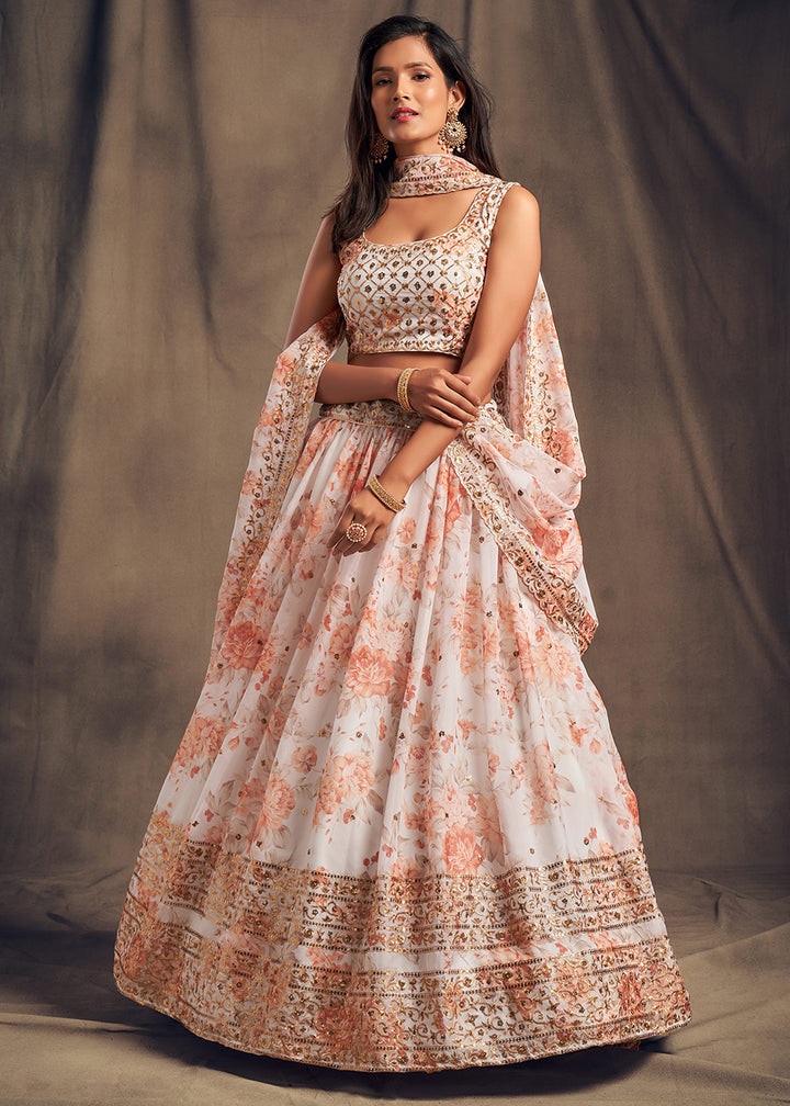 Buy Now White Floral Embroidered Organza Wedding Lehenga Choli Online in USA, UK, Canada & Worldwide at Empress Clothing. 