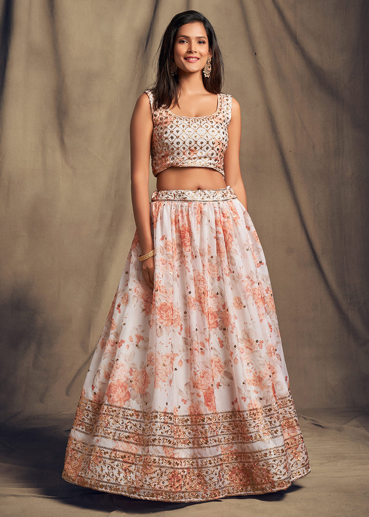 Buy Now White Floral Embroidered Organza Wedding Lehenga Choli Online in USA, UK, Canada & Worldwide at Empress Clothing. 