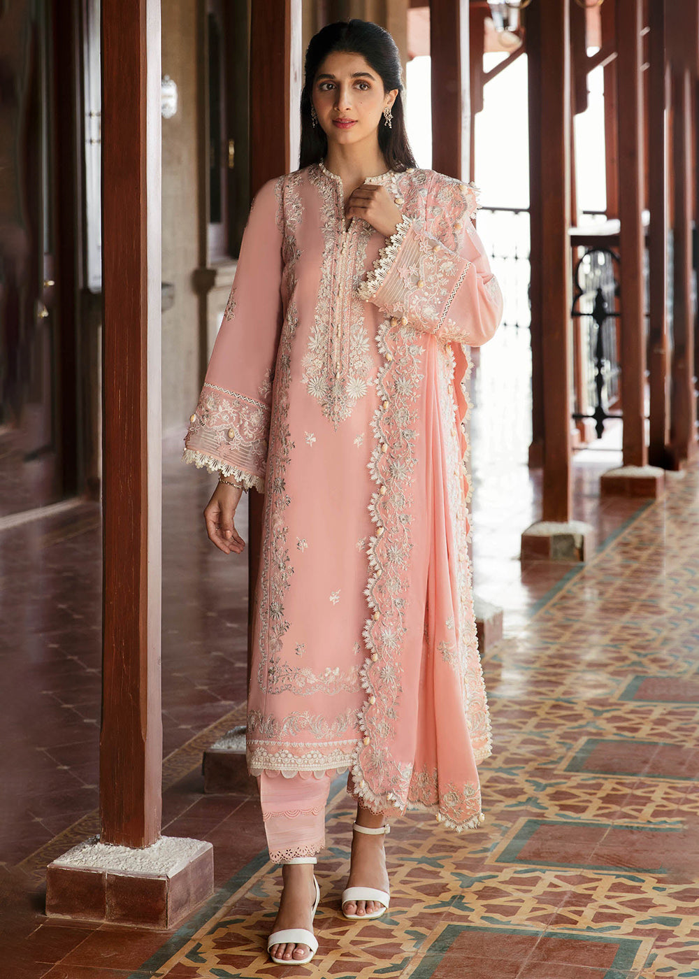 pakistani gown dress tea pink