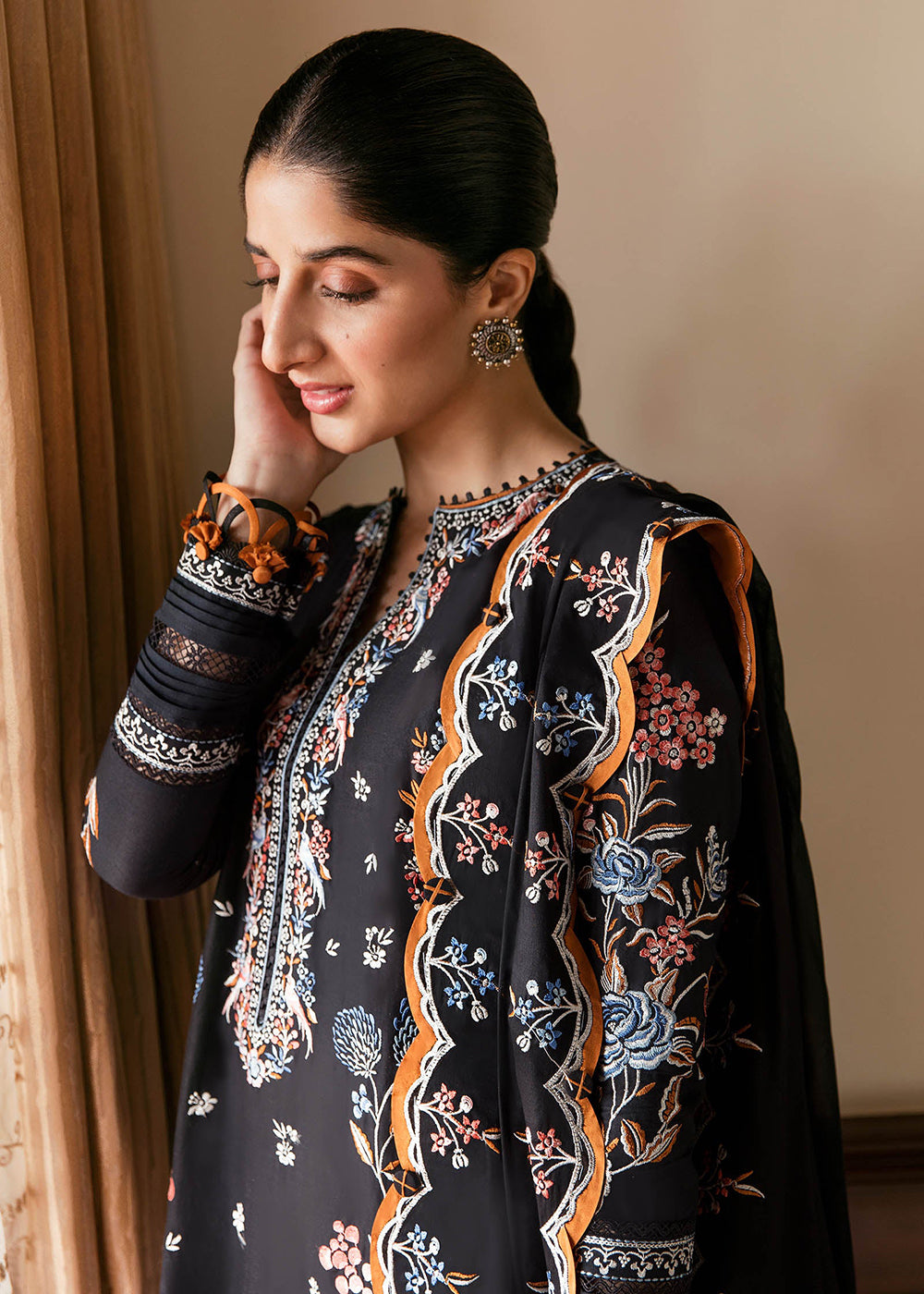 Buy Now Black Luxury Lawn Suit | Zaha | Festive Lawn '23 | IREM - ZF23-07 Online in USA, UK, Canada & Worldwide at Empress Clothing.