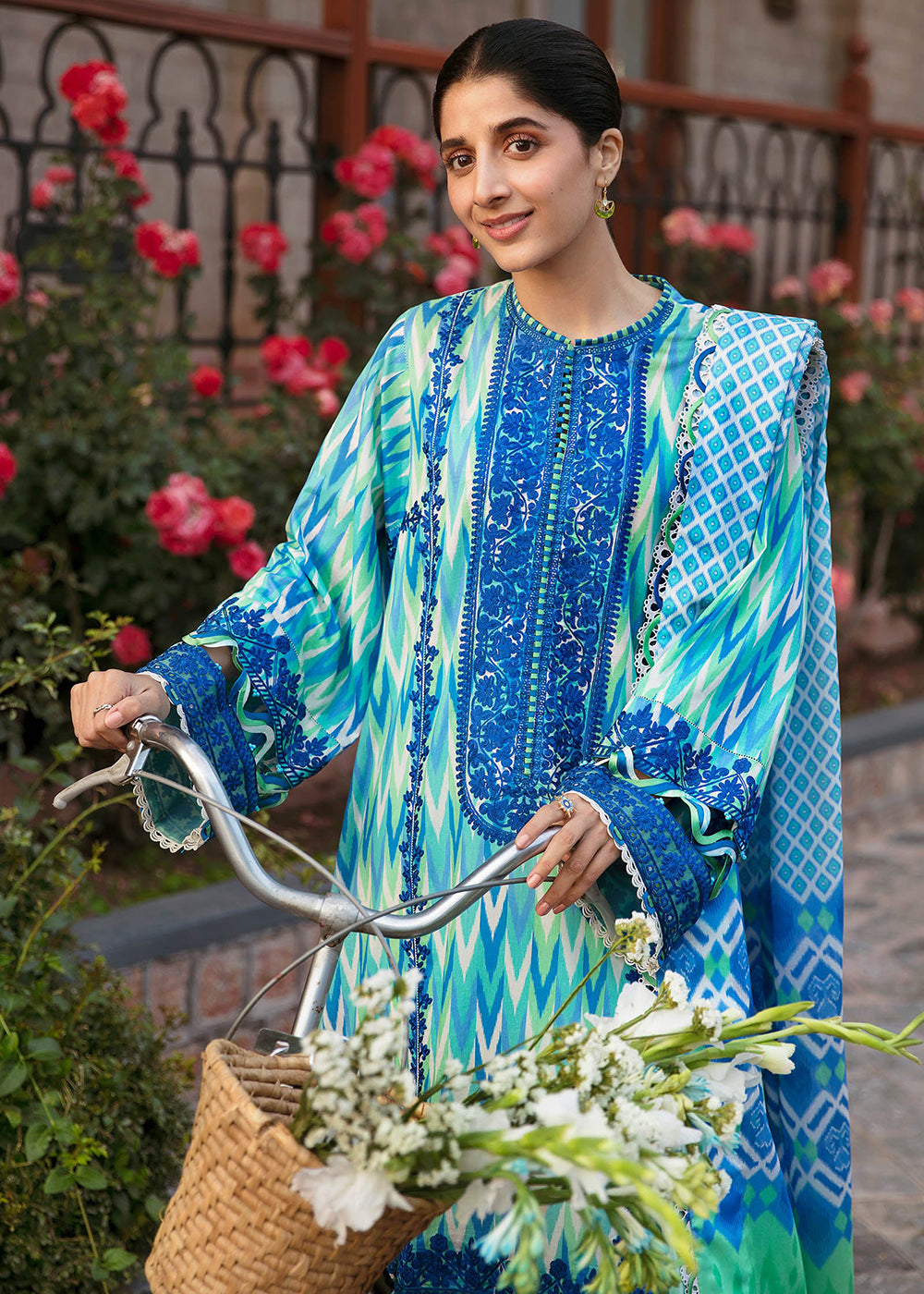 Buy Now Multi Blue Luxury Lawn Suit | Zaha | Festive Lawn '23 | AYSEL - ZF23-10 Online in USA, UK, Canada & Worldwide at Empress Clothing. 