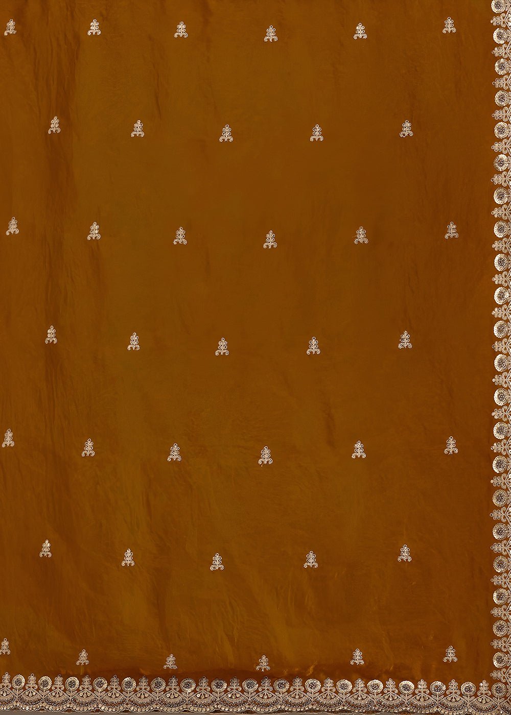 Buy Now Golden Multiple Sequins Embroidered Wedding Saree Online in US, UK, Canada, France, Germany, Denmark, Netherland, Sweden, UAE & Worldwide at Empress.