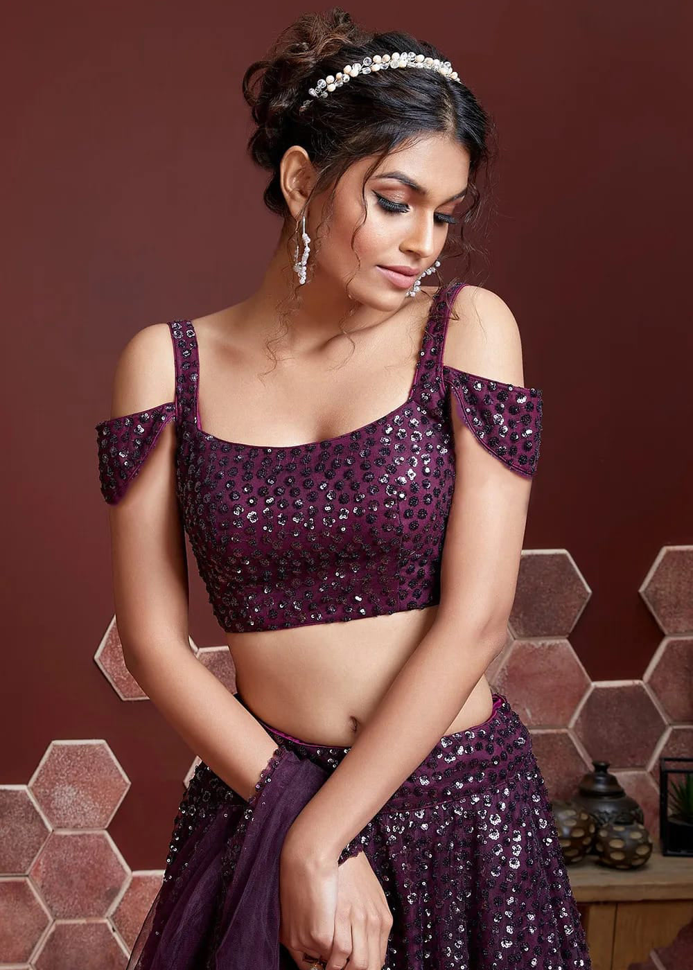 Buy Now Purple Net Embroidered Festive Party Wear Lehenga Choli Online in USA, UK, Canada, France, Italy, Germany, Australia & Worldwide at Empress Clothing.