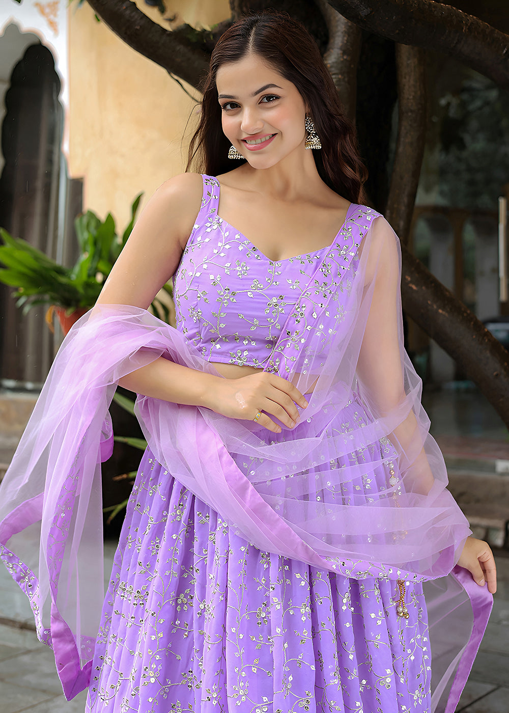 Buy Now Wedding Festive Lavender Embroidered Trendy Lehenga Choli Online in USA, UK, Canada, France, Italy, Germany, Austria, UAE & Worldwide at Empress Clothing.