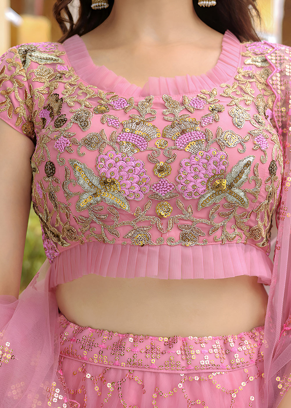 Buy Now Wedding Festive Pink Embroidered Trendy Lehenga Choli Online in USA, UK, Canada, France, Italy, Germany, Austria, UAE, Qatar & Worldwide at Empress.