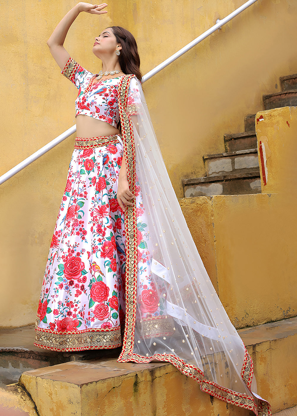 Buy Now Wedding Festive White Embroidered Trendy Lehenga Choli Online in USA, UK, Canada, France, Italy, Germany, Austria, UAE, Qatar & Worldwide at Empress.