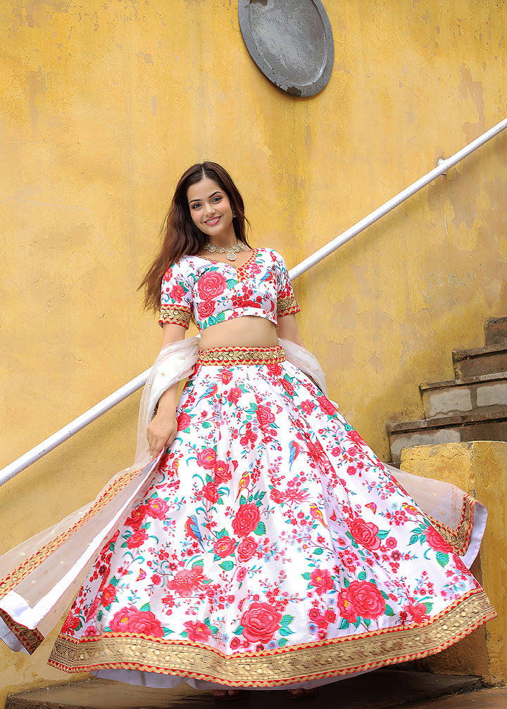 Buy Now Wedding Festive White Embroidered Trendy Lehenga Choli Online in USA, UK, Canada, France, Italy, Germany, Austria, UAE, Qatar & Worldwide at Empress.