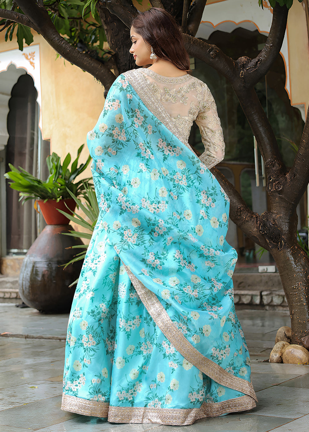 Buy Now Wedding Festive Blue & Beige Embroidered Trendy Lehenga Choli Online in USA, UK, Canada, France, Italy, Germany, Austria, Qatar & Worldwide at Empress.