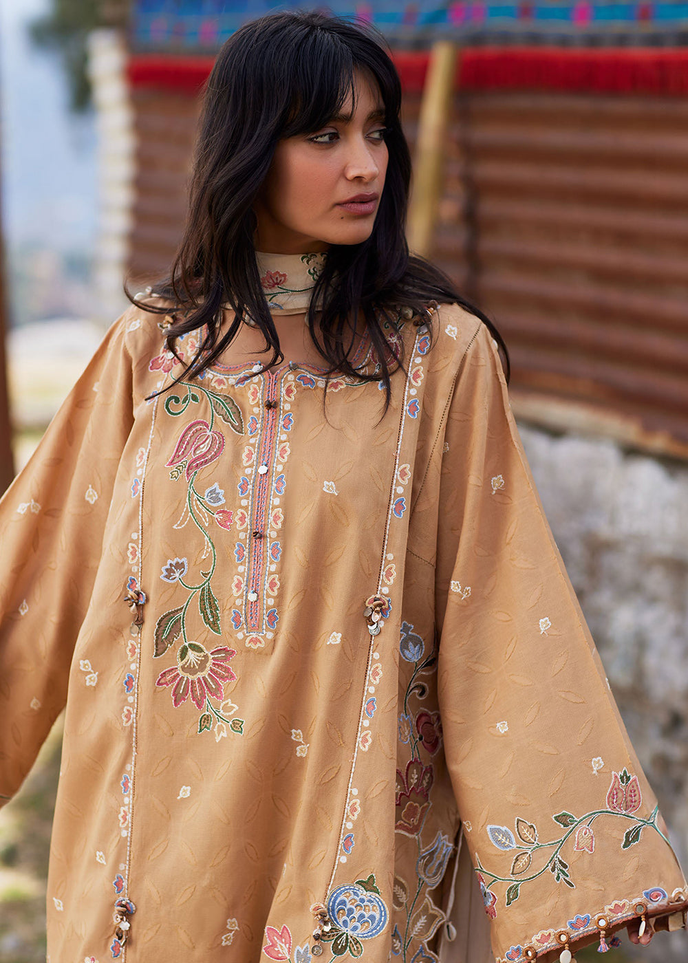 Buy Now Meiti Festive Lawn '26 by Zaha | MÍ SÈ 蜜色 (ZL26-07 A) Online in US, UK, Canada, France, Greece, Germany, Ireland, Sweden, UAE & Worldwide at Empress.