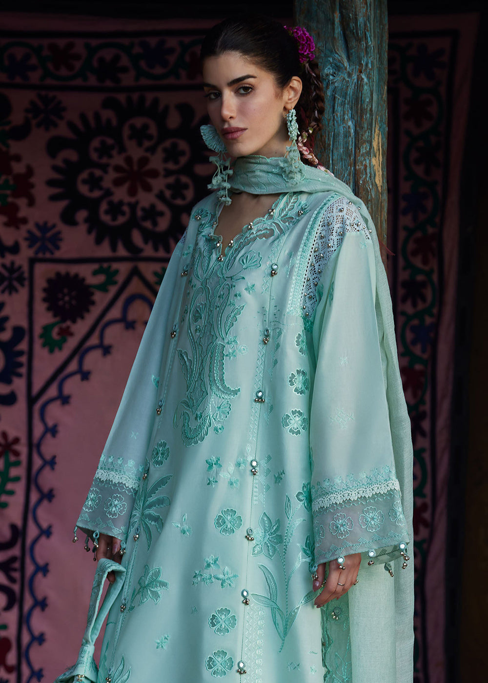 Buy Now Meiti Festive Lawn '26 by Zaha | FĚN YÙN 粉韵 (ZL26-09 A) Online in USA, UK, Canada, France, Greece, Germany, Ireland, Sweden, UAE & Worldwide at Empress.