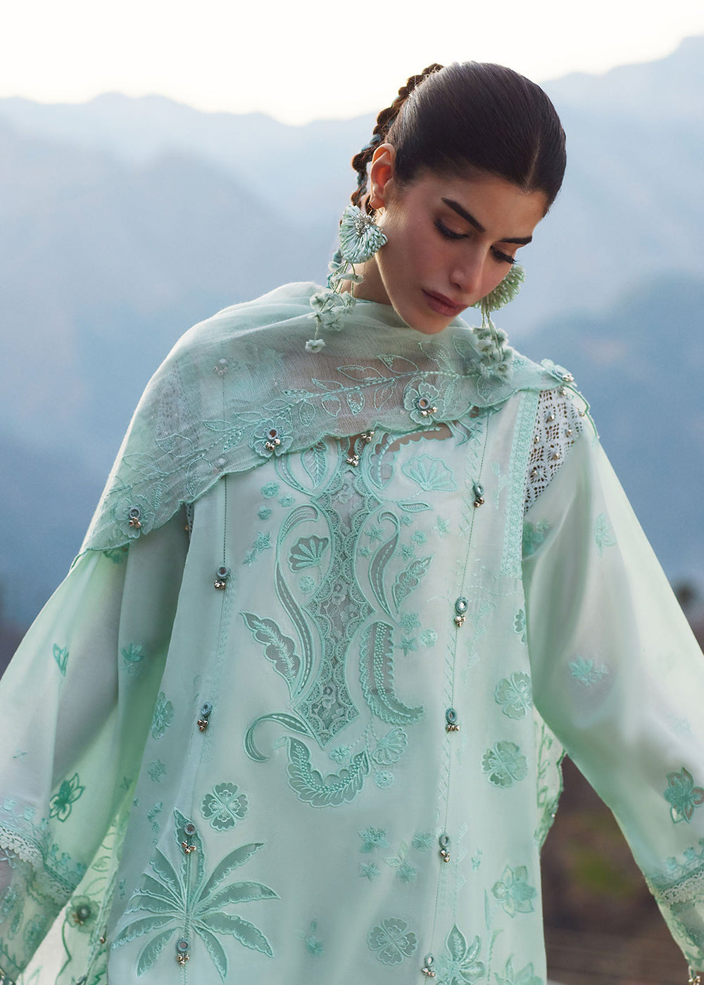 Buy Now Meiti Festive Lawn '26 by Zaha | FĚN YÙN 粉韵 (ZL26-09 A) Online in USA, UK, Canada, France, Greece, Germany, Ireland, Sweden, UAE & Worldwide at Empress.