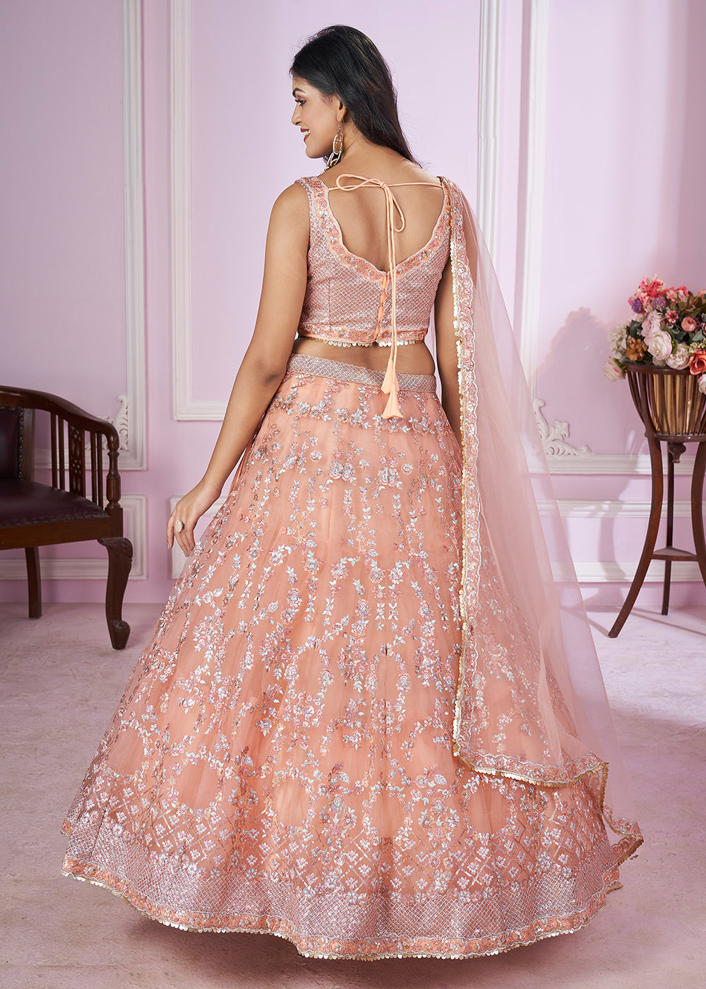 Buy Now Soft Net Embroidered Pink Color Bridesmaids Lehenga Choli Online in USA, UK, Canada & Worldwide at Empress Clothing. 