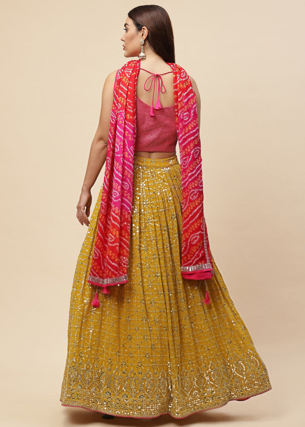 Buy Now Yellow & Pink Festive Style Embroidered Lehenga Choli Online in USA, UK, Canada, France, Italy, Germany, Australia, UAE & Worldwide at Empress Clothing.