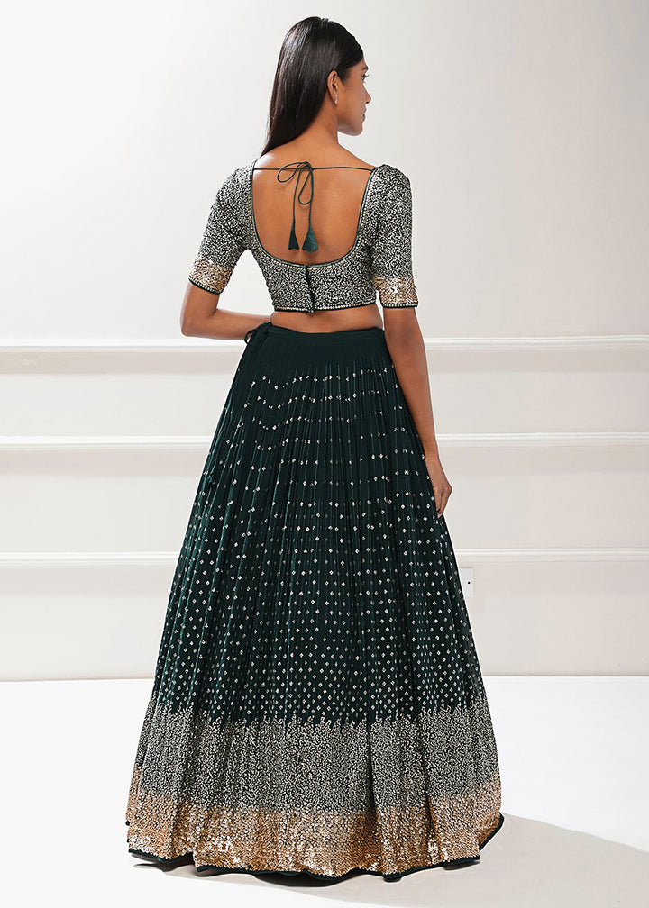 Buy Now Green Festive Style Embroidered Lehenga Choli Online in USA, UK, Canada, France, Italy, Germany, Australia, UAE, Qatar & Worldwide at Empress Clothing.